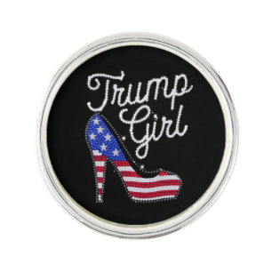 Trump Girl High Heel American Flag Bling Patriot Lapel Pin