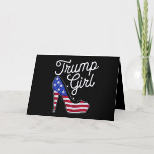 Trump Girl High Heel American Flag Bling Patriot Letterpress Thank You Card
