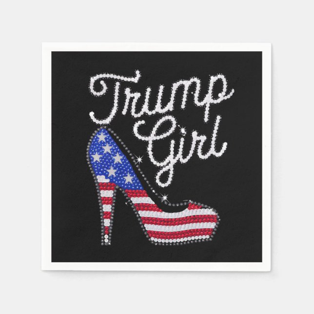 Trump Girl High Heel American Flag Bling Patriot Napkins (Front)