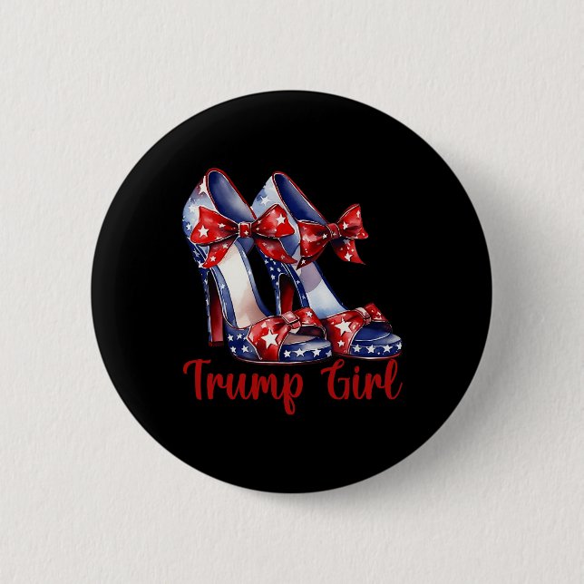 Trump Girl High Heel Stilettos American Flag Trump Button (Front)