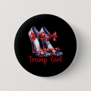 Trump Girl High Heel Stilettos American Flag Trump Button