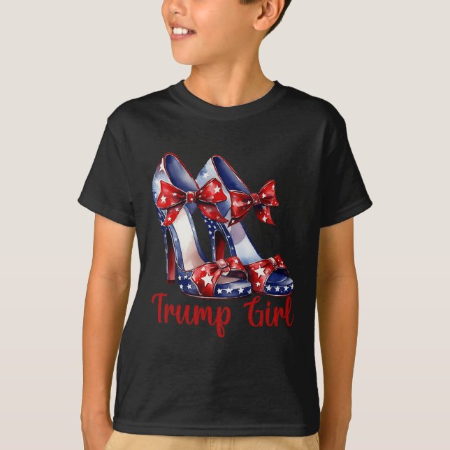 Trump Girl High Heel Stilettos American Flag Trump T-Shirt (Front)