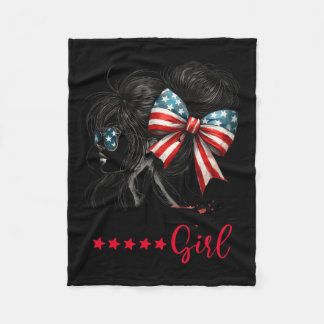Trump Girl Messy Bun Sungles Trump 2024 Usa Flag Fleece Blanket