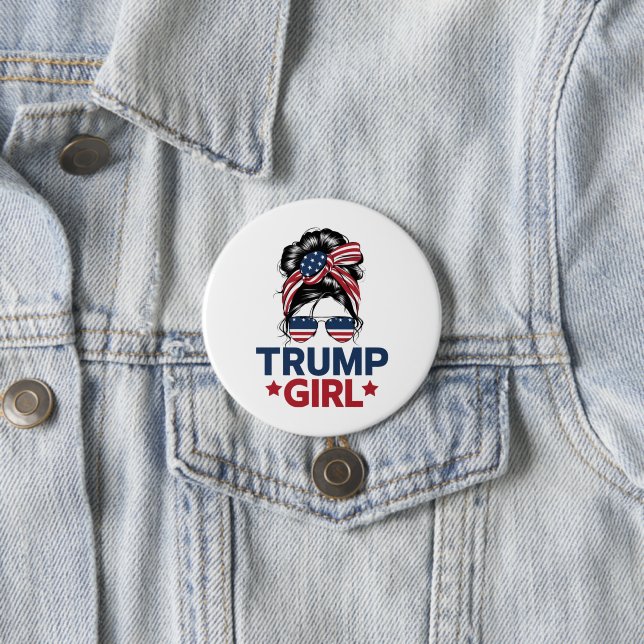 Trump Girl Messy Bun Trump 2024 Election American  Button (In Situ)