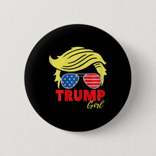 Trump Girl Messy Bun Trump 2024 Election American Button