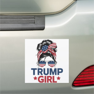 Trump Girl Messy Bun Trump 2024 Election American  Car Magnet