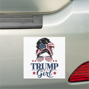 Trump Girl Messy Bun Trump 2024 Election American  Car Magnet
