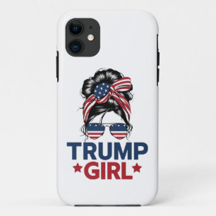 Trump Girl Messy Bun Trump 2024 Election American iPhone 11 Case