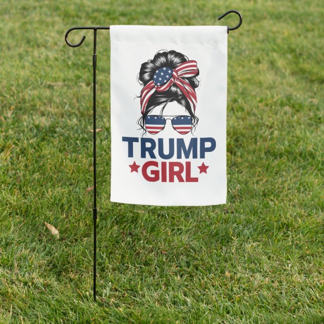 Trump Girl Messy Bun Trump 2024 Election American  Garden Flag (In SItu)