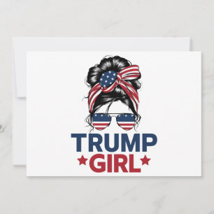 Trump Girl Messy Bun Trump 2024 Election American Invitation