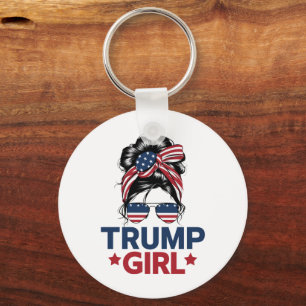 Trump Girl Messy Bun Trump 2024 Election American  Keychain