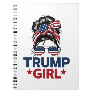 Trump Girl Messy Bun Trump 2024 Election American  Notebook