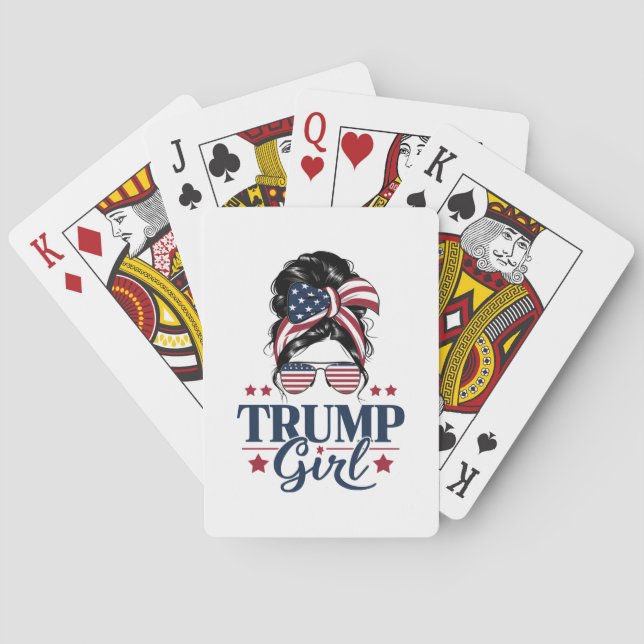 Trump Girl Messy Bun Trump 2024 Election American  Poker Cards (Back)