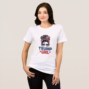 Trump Girl Messy Bun Trump 2024 Election American Tri-Blend Shirt
