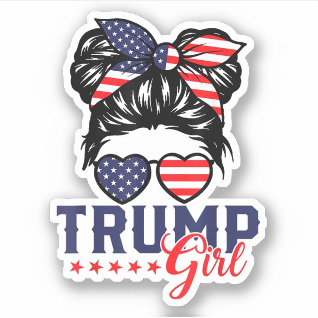 Trump Girl Messy Bun Trump 2024 Election  Sticker (Front)