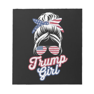 Trump Girl Messy Bun Vintage USA American Flag Notepad