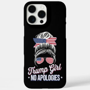 Trump Girl No Apologies Messy Bun Retro Vintage iPhone 16 Pro Max Case