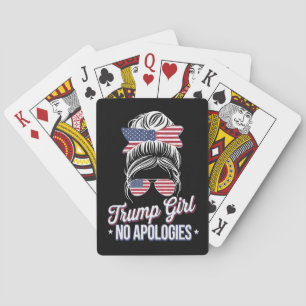Trump Girl No Apologies Messy Bun Retro Vintage Poker Cards