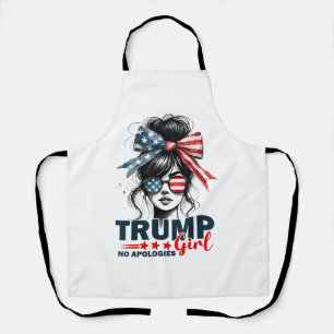 Trump Girl No Apologies Messy Bun Sunglasses Trump Apron