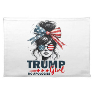 Trump Girl No Apologies Messy Bun Sunglasses Trump Cloth Placemat