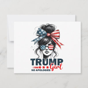 Trump Girl No Apologies Messy Bun Sunglasses Trump Holiday Card
