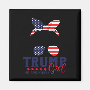 Trump Girl No Apologies Messy Bun Trump 2024 Ameri Magnet