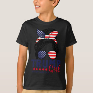 Trump Girl No Apologies Messy Bun Trump 2024 Ameri T-Shirt