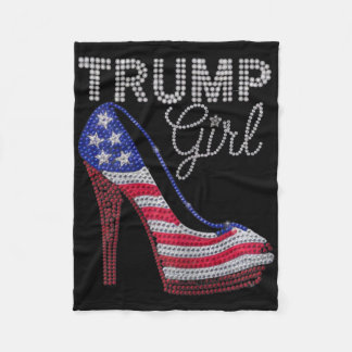 Trump Girl Stilettos High Heel American Flag Bling Fleece Blanket