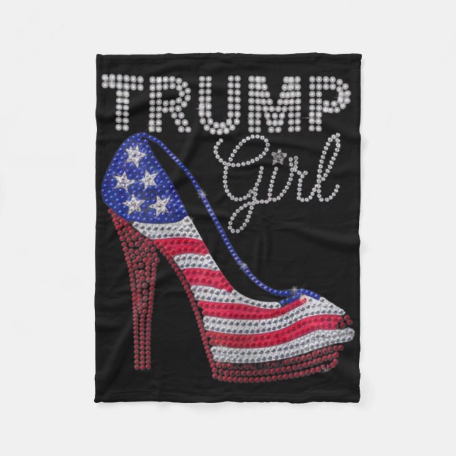 Trump Girl Stilettos High Heel American Flag Bling Fleece Blanket (Front)