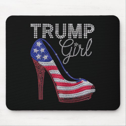Trump Girl Stilettos High Heel American Flag Bling Mouse Pad