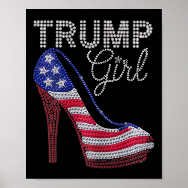 Trump Girl Stilettos High Heel American Flag Bling Poster (Front)