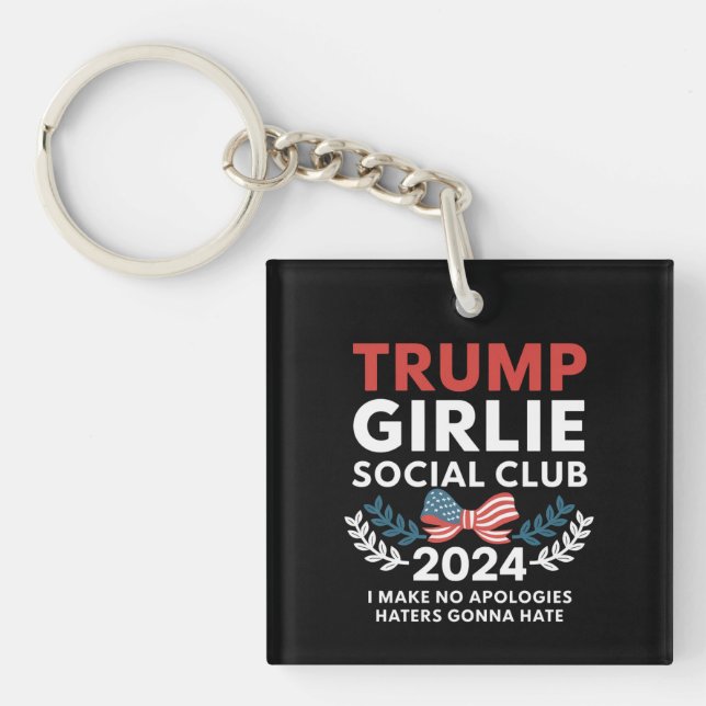 Trump Girlie Coquette Social Club Bow Election  Keychain (Front)