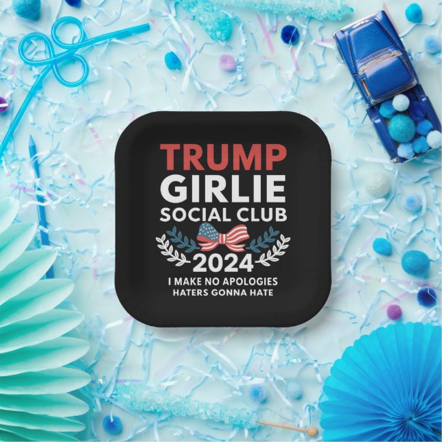 Trump Girlie Coquette Social Club Bow Election  Paper Plates (Party)