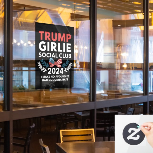 Trump Girlie Coquette Social Club Bow Election  Window Cling (Restaurant Window)