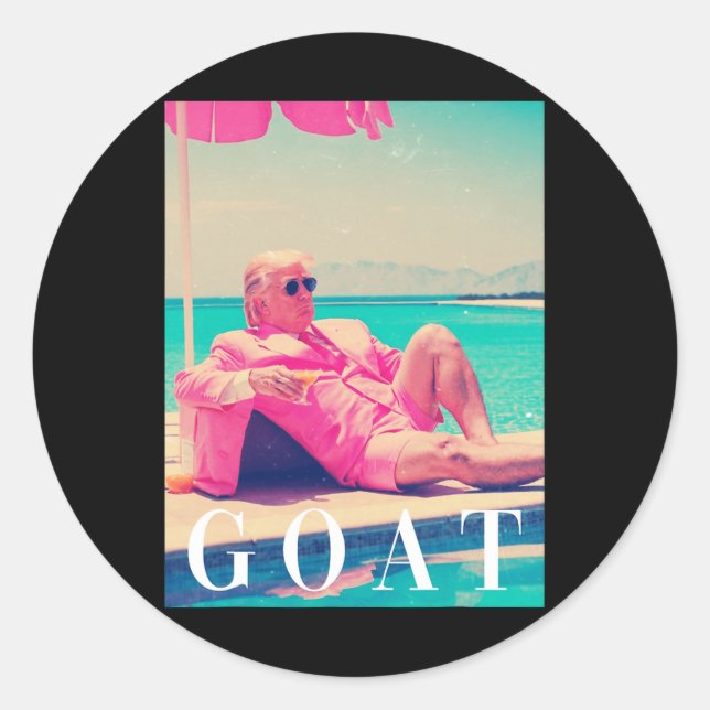Trump Goat Summer 2024 Retro Funny Pink Donald Tru Classic Round Sticker (Front)