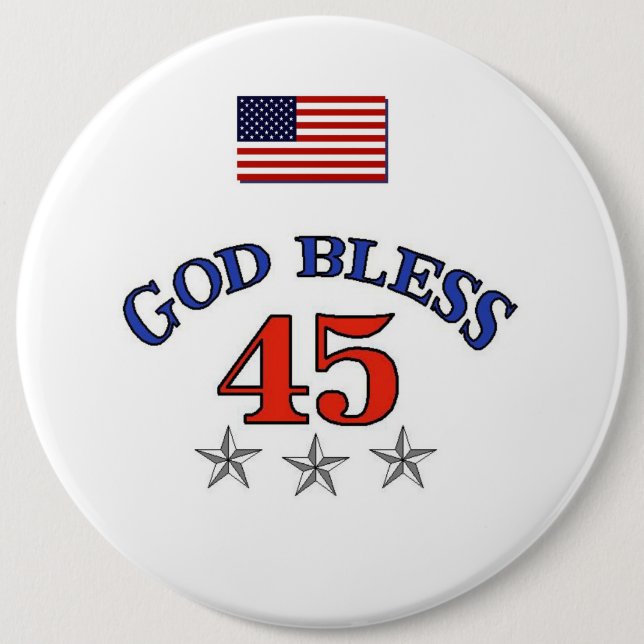 Trump God Bless 45 Button (Front)