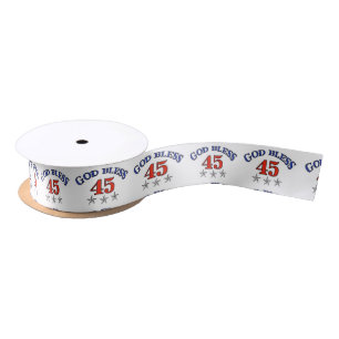 Trump God Bless 45 Satin Ribbon