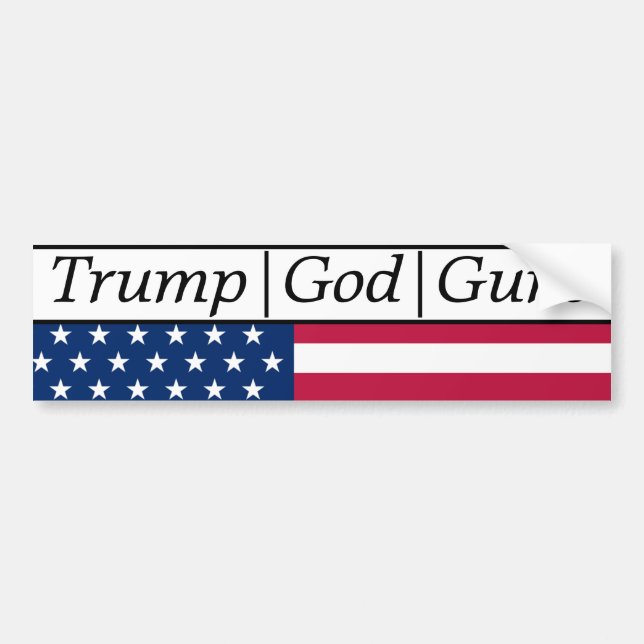 Trump God Guns American Flag Bumper Sticker (Front)