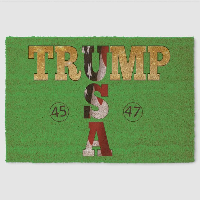 💯Trump Gold Presidential USA 45 47 Fiber Doormat (Front)