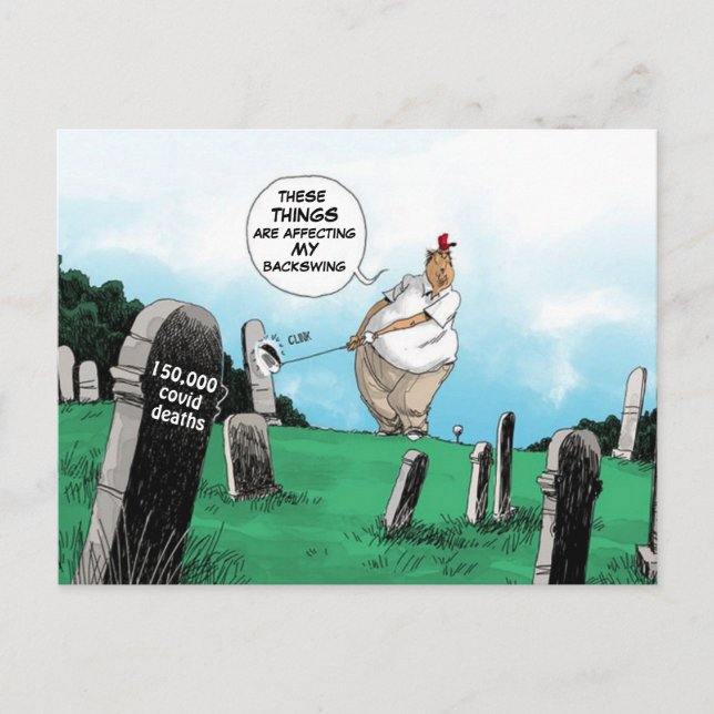 TRUMP GOLFS DURING PANDEMIC POSTCARD (Front)