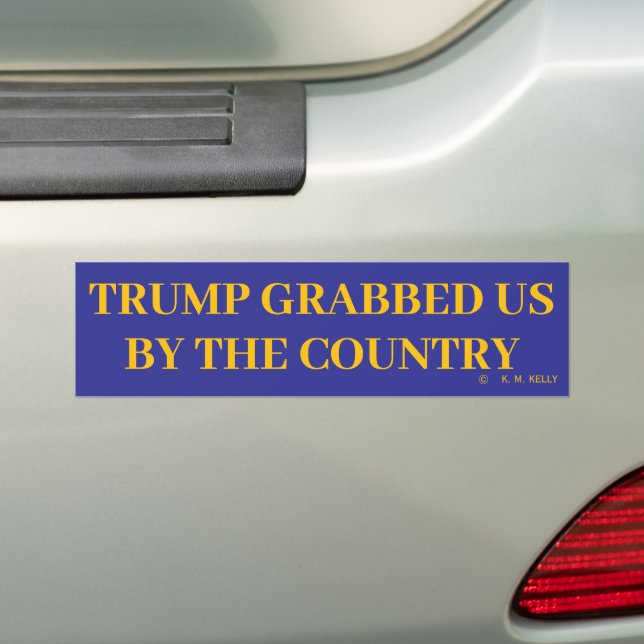TRUMP, GRABBED US BY THE COUNTRY -  BUMPER STICKER (On Car)