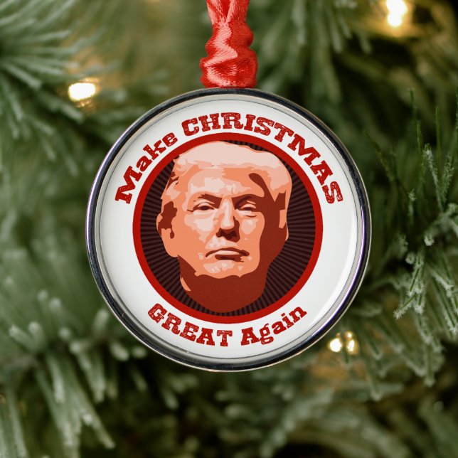 Trump Great Christmas Metal Ornament (Tree)