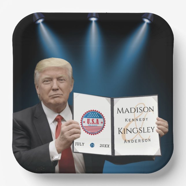 Trump Greatest 💍 Amazing Wedding Paper Plates (Front)