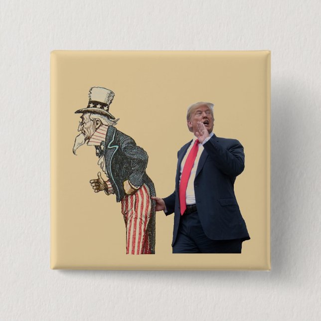 Trump greets Uncle Sam Button (Front)