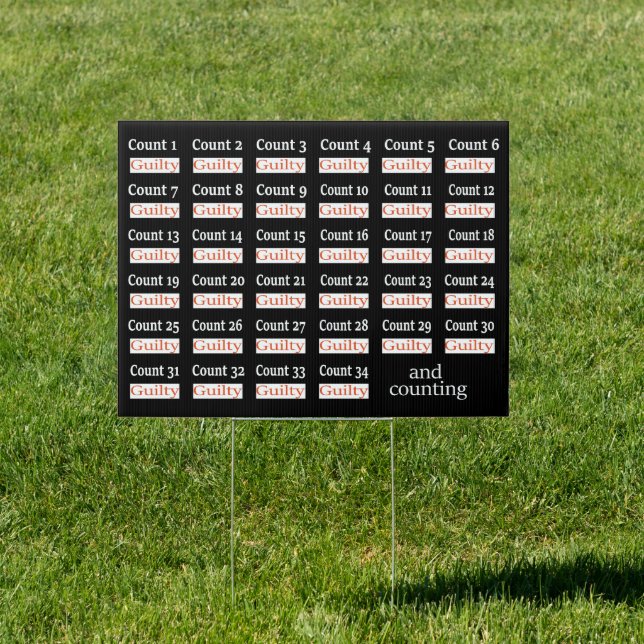 Trump Guilty on All 34 Counts - Lock Him Up  Sign (Insitu)