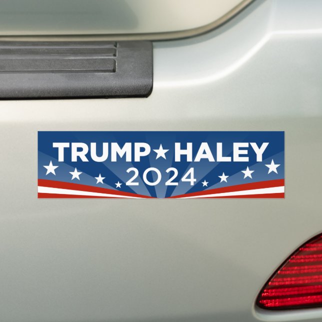 Trump Haley 2024 Bumper Sticker (On Car)
