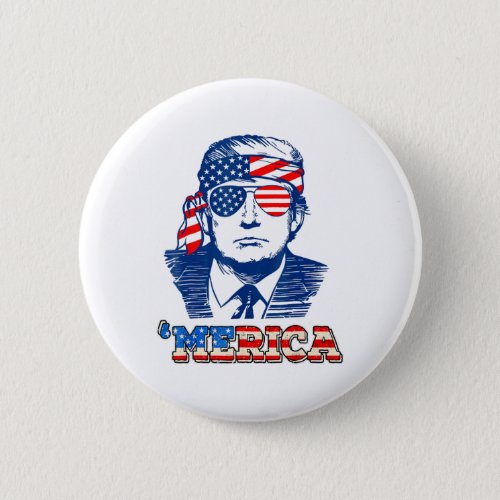 Trump Happy 4th Of July Trump American Flag 12  Button