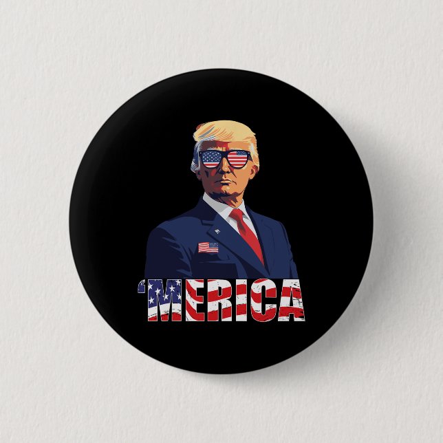 Trump Happy 4th Of July Trump American Flag 1  Button (Front)