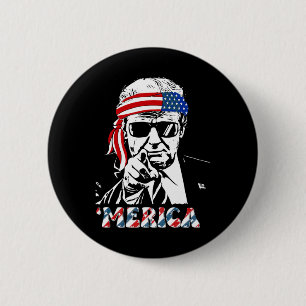 Trump Happy 4th Of July Trump American Flag 1  Button