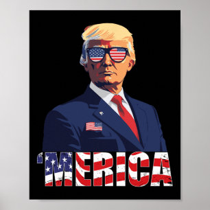 Trump Happy 4th Of July Trump American Flag 1 Poster